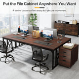 Tribesigns 78.7-Inch 2 Person Desk with File Cabinet, Extra Long Computer Desk with Storage Drawers, Double Desk for Two People, Long Narrow Desk Workstation for Home Office Tribesigns