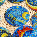 8 PCS Moon Diamond Art Coasters Kits, Diamond Painting Coasters with Holder Set of 8, DIY Drink Coasters Art Crafts Supplies for Adults Cup Mat for Home Decor House Warming Gifts Non-Slip 3.9inch FOXKISS