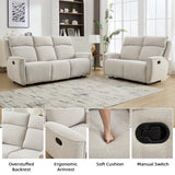 INZOY Manual Loveseat Recliner Sofa Set, Wall-Hugger Reclining Living Room Furniture Set, Chenille 2-Seater Recliner Chair and 3-Seat Reclining Sofa Couches for Office, Villa, Beige，2+3 INZOY