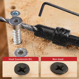 AIMLENTOOL Countersink Drill Bit Set, 5PCS Tapered Drill Bits, M2 Countersink Set with 1/4" Hex Shank Quick Change and 1 Allen Wrench for Woodworking, Pilot Screw Hole Set for Soft & Hard Wood AIMLENTOOL