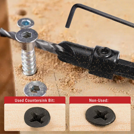 AIMLENTOOL Countersink Drill Bit Set, 5PCS Tapered Drill Bits, M2 Countersink Set with 1/4" Hex Shank Quick Change and 1 Allen Wrench for Woodworking, Pilot Screw Hole Set for Soft & Hard Wood AIMLENTOOL