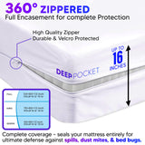 Mattress Encasement Queen (12-16) Inches Deep | Heavy Duty Hotel Grade 100% Waterproof, Breathable, Noiseless, Hypoallergenic 6-Sided 360° Premium Zippered Six-Sided Cover (Machine Washable) Express USA Supplies