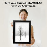 US Art Black 15x20.5 Puzzle Frame .75" Inch Wide - Handmade Solid Wood Jigsaw Puzzle Frames with Preinstalled Hangers and UV Blocking Plexiglass 20.5 x 15 Picture Frame US Art