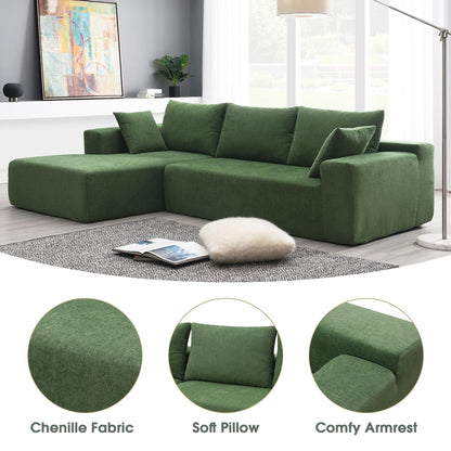 P PURLOVE Modern Sectional Sofas for Living Room, Modular L-Shape Couch, Upholstered Sleeper Sofa for Bedroom, Salon, 2 PC Free Combination, Green