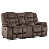 HAOMARKETS Manual Reclining Loveseat Sofa for Living Room, 77" Wide Overstuffed 2-Seater Recliner Couch with Cup Holders & Storage Console, Breathable Fabric, Brown HAOMARKETS