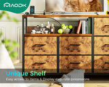 AODK Dresser with Charging Station, 52-Inch Long Dresser for Bedroom with 7 Large Fabric Drawers, Dresser TV Stand with Open Shelves for 55-Inch TV, Vintage and Vintage AODK