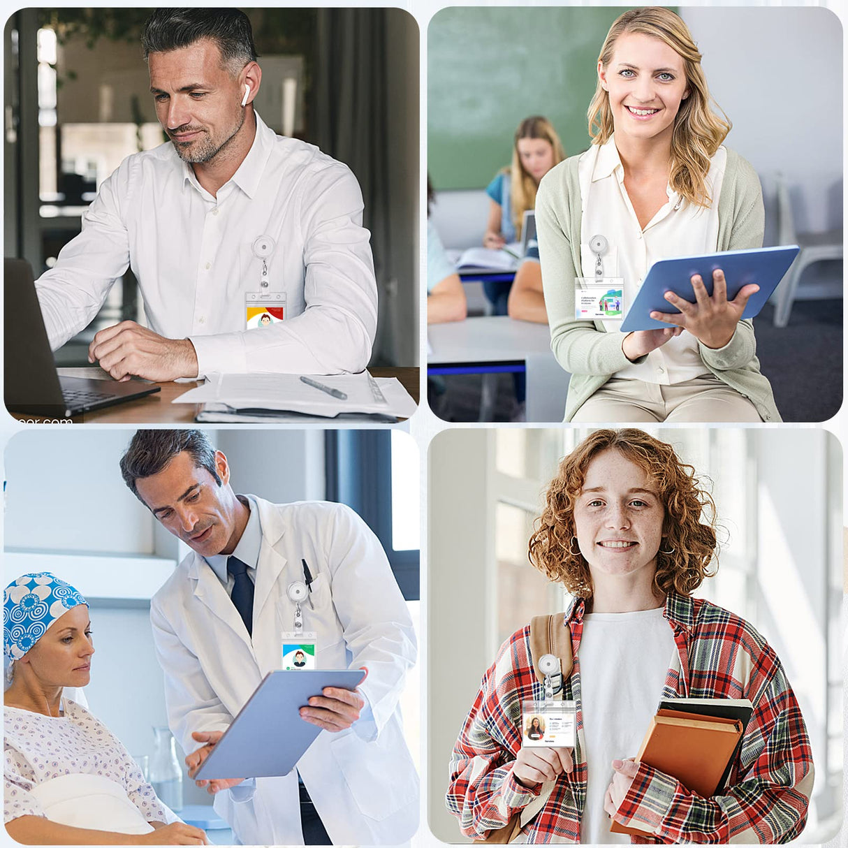 30 Pack Badge Reels Retractable with Swivel Alligator Clip Retractable Badge Holder Reel Clips for Teachers, Students, Office Workers (Translucent Clear) koorito