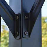 Outsunny 12' x 10' Outdoor Retractable Pergola Canopy with Sun Shade Unique Design Canopy Patio Metal Shelter for Garden Porch Beach, Beige Outsunny