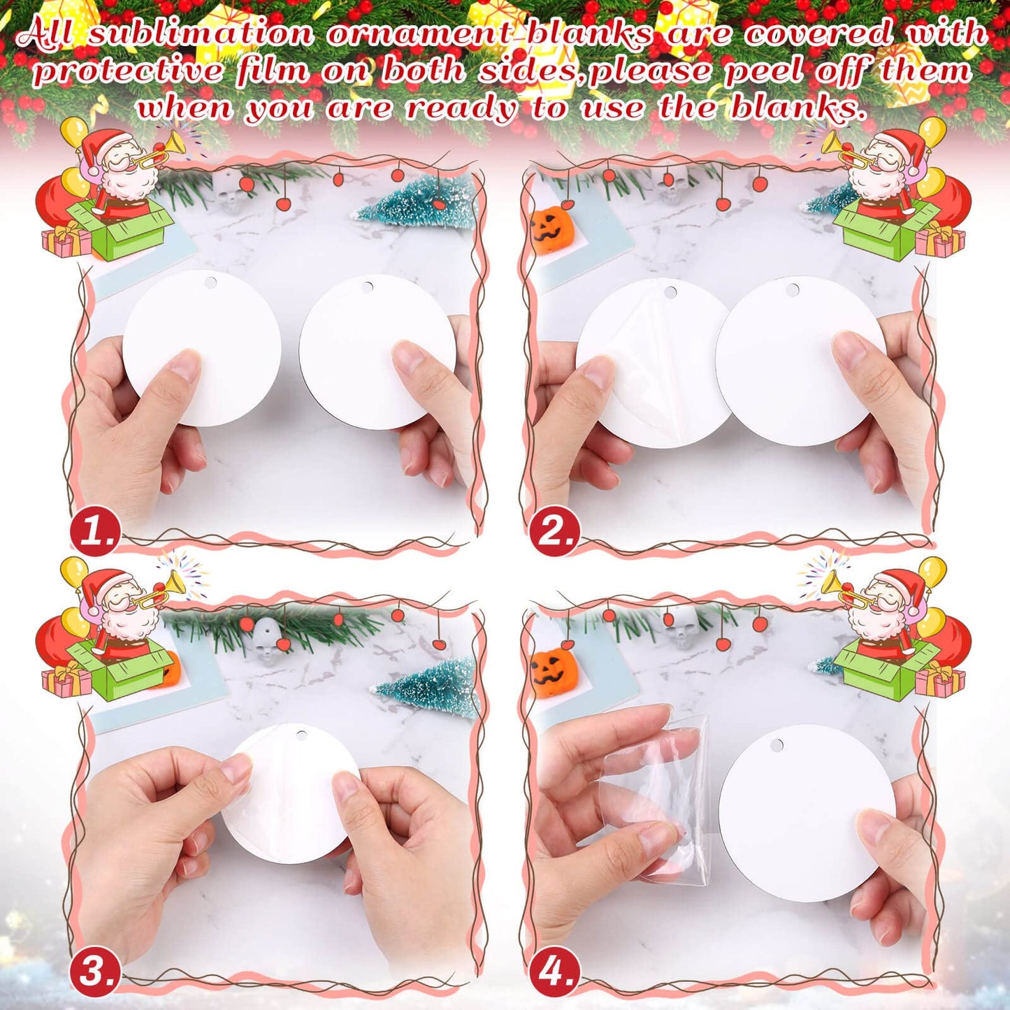 35 Pieces Sublimation Ornament Blanks, Round Blank Sublimation Ornaments Sublimation Christmas Ornament Blanks for Christmas Tree Décor, DIY Handmade Crafts(2.76 inches)