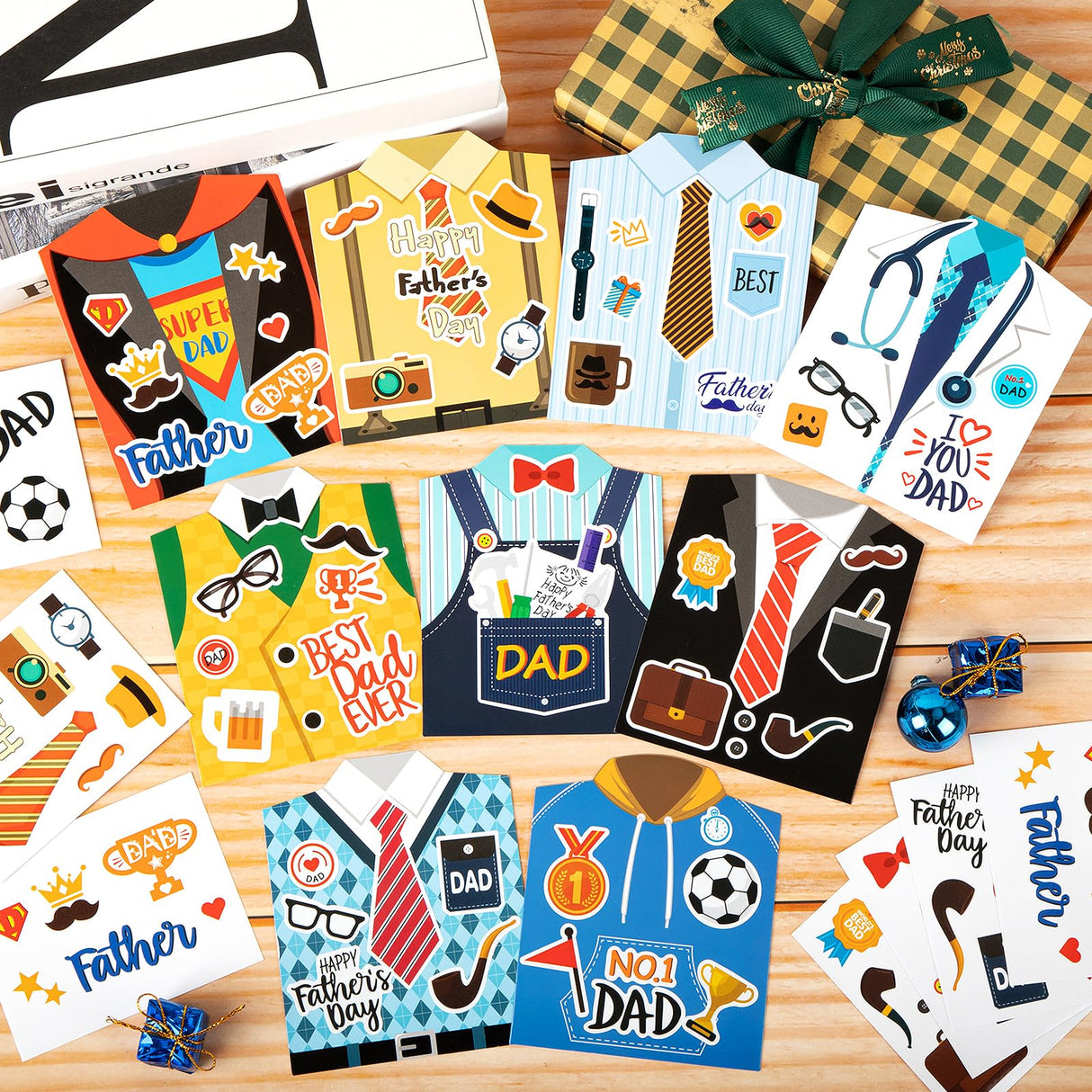 45 Set Father's Day Card Making Kits for Kids, Father's Day Shirt DIY Crafts, Bulk Father's Day Handmade Crafts for Classroom. (Father 45) Sereliy