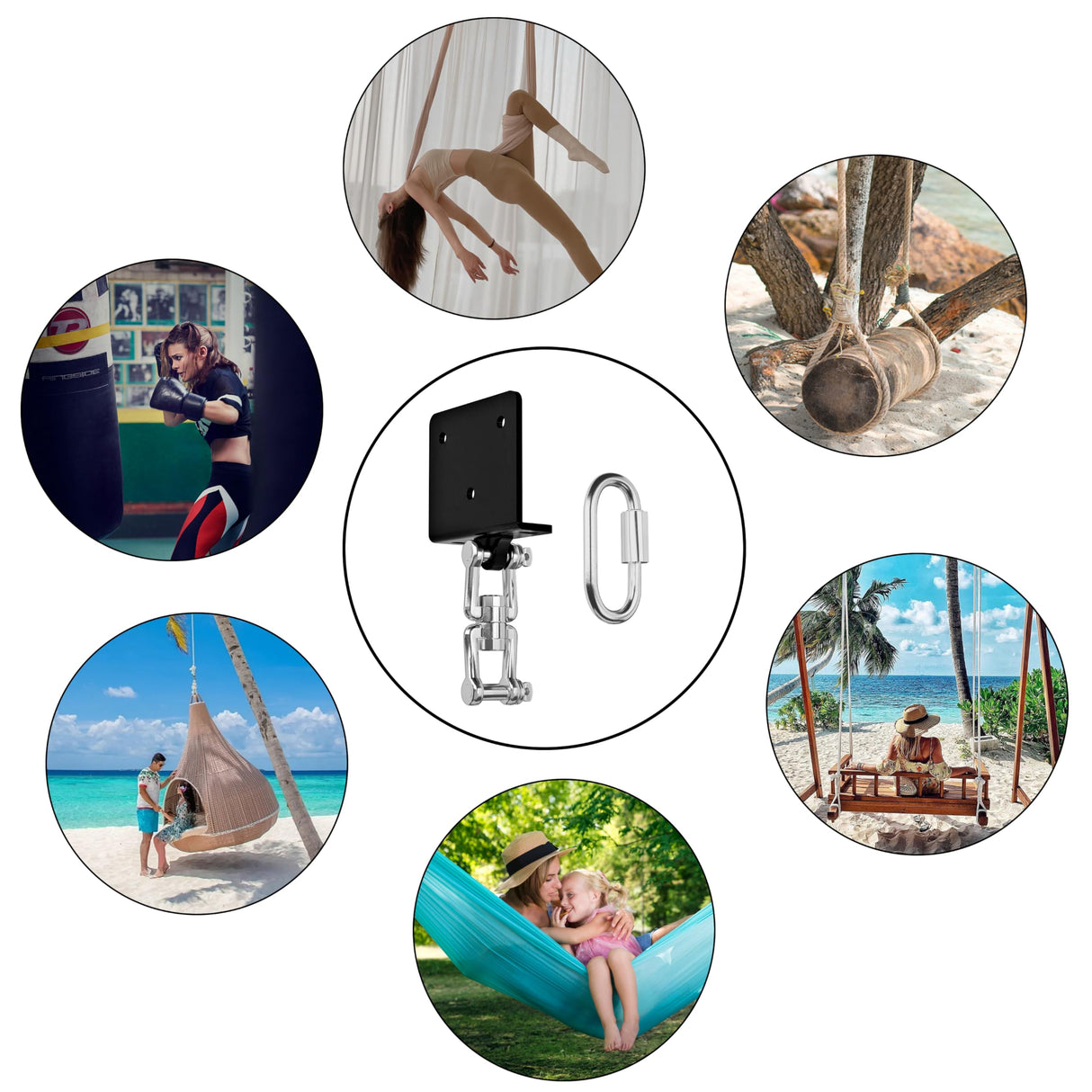 VivaZen Heavy Bag Hanger,Heavy Duty Punching Bag Mount Hanger Bracket, 360° Rotation Wood Beam Hook Bracket Ceiling Mount，Suitable for Aerial Yoga Swing & Hammock VivaZen