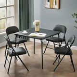 VECELO Folding Card Table and Chair Set of 5 Portable with Padded Tabletop, No Assembly Required, Black VECELO