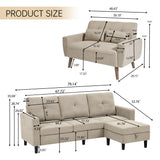 Pingliang Home 2 Piece Comfy Couch Set, 3 Seater & 2-Seater Sofa and Loveseat Set with Ottoman, Modern Sofa Sets for Living Room/Apartment/Office, Beige Pingliang Home