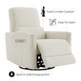 CHITA Power Recliner Chair Swivel Glider, FSC Certified Upholstered Living Room Nursery Reclining Sofa Chair with Lumbar Support, Linen CHITA