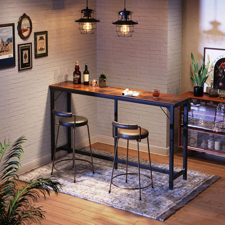 ODK 71 Inch Bar Table, Bar Height Pub Table, Counter Height Bar Table, Rectangular High Top Kitchen & Dining Counter Tables with Sturdy Legs & Easy-to-Clean Top, Rustic Brown ODK