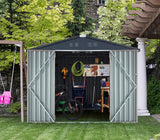 AECOJOY 8' x 6' Metal Storage Shed for Outdoor, Steel Backyard 6x8 Sheds & Outdoor Storage with Lockable Doors, Utility and Tool Storage for Garden, Backyard, Patio, Outside use AECOJOY