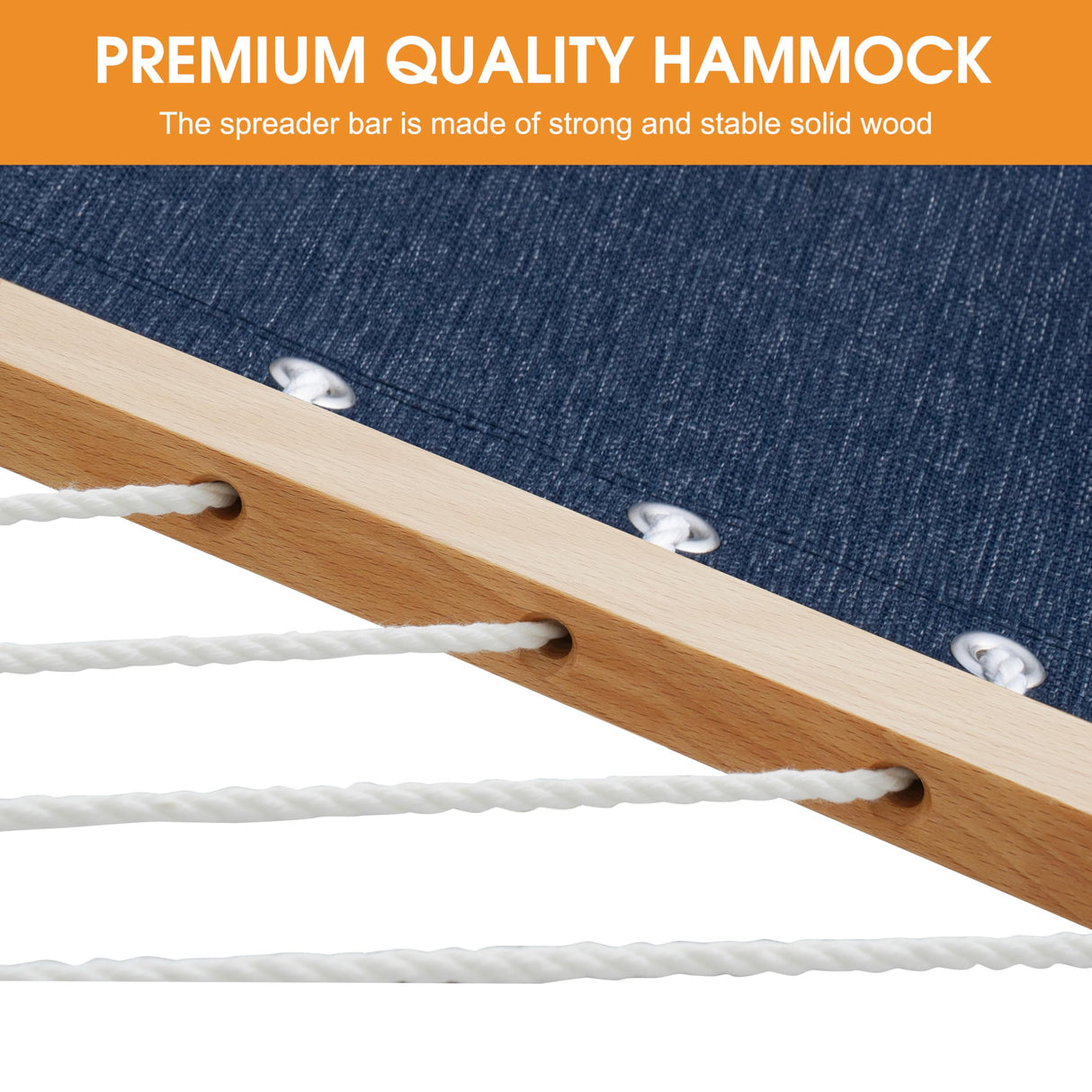 Lazy Daze Hammocks 11 FT Double Outside Hammock Quick Dry Olefin Fabric Hammock with Spreader Bar & Side Pocket for Outdoor Poolside Backyard 450 lbs Capacity, Navy Blue Lazy Daze Hammocks