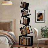 TDDFLO Geometric Bookshelf, 5-Tier Metal Unique Bookcase Modern Bookcase, Corner Bookshelf for CDs/Books/Home Decor -Black TDDFLO