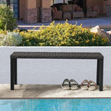 46” Black Rattan Bench with Metal Legs, Wicker Frame Patio Bench for Hallway, All Weather Outdoor Bench for Garden, Backyard, Porch Puntogen
