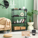 HCHQHS Bookshelf, 4-Tier Industrial Bookcase, Black Open Book Shelf, Freestanding Tall Bookshelves with Metal Frame HCHQHS