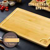 Cosy Family Wood Cutting Boards for Kitchen - XL - Bamboo Cutting Boards with Juice Groove, Serving Board Set, Thick Chopping Board for Meat, Veggies, Easy to clean Cosy Family