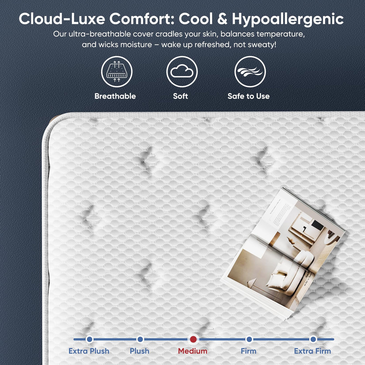 Ckiye King Size Mattress 12 Inch 80''*76''*12'' Medium Firm Hybrid with Memory Foam Individual Pocket Springs Edge Support Motion Isolation Pressure Relief Cool Fresh Sleep King Mattress Ckiye