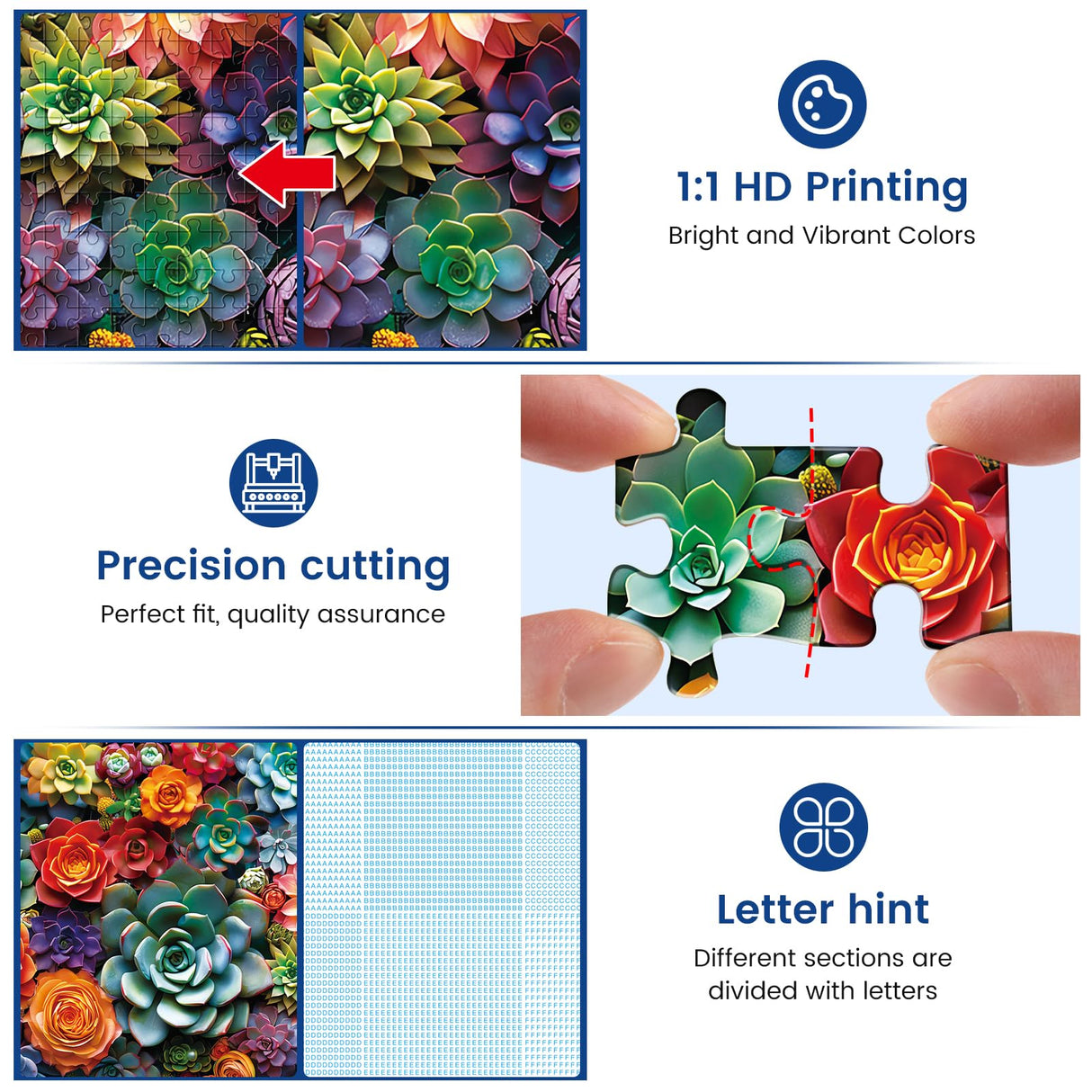 1000 Piece Puzzle for Adults - Colourful Flowers & Succulent Plants Puzzle for Adults Children - Recycled Paper Jigsaw Puzzle 1000 Pieces - Fun and Challenging Family Game Great Gift Idea, 28 * 20 in Edsjegn