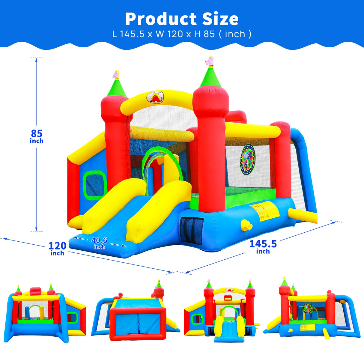 WELLFUNTIME Inflatable Bounce House,Jumping Castle Slide with Blower,Kids Bouncer with Ball Pit WELLFUNTIME
