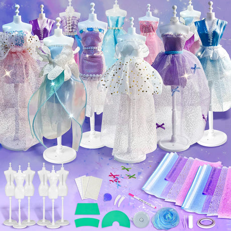 Fashion Designer Kit for Girls Designer Sewing Kit Set，Creativity DIY Arts & Crafts Kit Learning Toys, Teen Girls Design DIY Activity Toys for Age 6 7 8 9 10 11 12+ Year Old Gifts Abifny