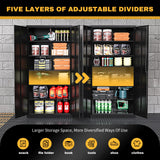 ZAOUS Metal Storage Cabinet with Lock，71'' Garage Storage Cabinet with 5 Adjustable Shelves, Tall Tool Cabinets for Garage, Home, Office, Gym, School，Black ZAOUS