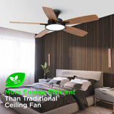 TALOYA 52 inch Ceiling Fans with Lights,Remote Control Multifunctional Quiet Fan with Three Color Temperature and Dimmable Light with Reversible Blades Black TALOYA