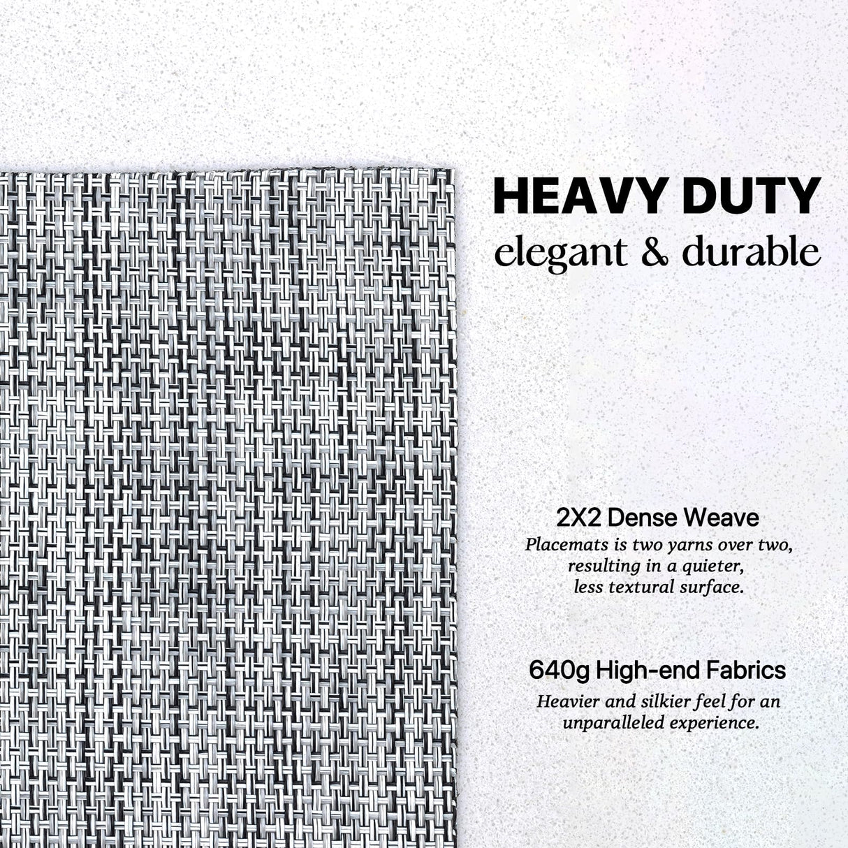 LEXMORE Placemats Set of 4 Vinyl/Plastic Woven Place Mats for Kitchen Table Indoor/Outdoor Washable Placemat Wipeable Dining Table Mats(Gray) LEXMORE