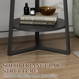 Gadroad Round End Table with Storage Shelf, 2 Tier Farmhouse Side Table Nightstand for Living Room, Bedroom, Wood Tabletop & Black Metal Frame, Black 15.7 * 15.7 * 23.6inches Gadroad