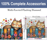 ijbnhd Cute Cat Diamond Art Kits for Adults, DIY Cat Diamond Painting Kits for Adults, 5D Flowers Full Drill Gem Art for or Crafts Home Wall Decor Gift 14X14inch ijbnhd