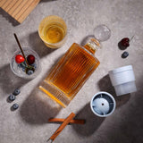 Whiskey Decanter Set with Gift Box - Includes 2 Crystal Bourbon Glasses and 2 Big Ice Ball Molds - Whiskey Glasses Set for Scotch, Cocktails, Rum, Cognac, Vodka - Unique Gift for Men LORSIA