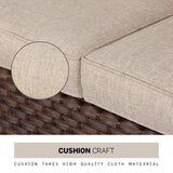 SOLAURA Outdoor Patio Furniture Set 7-Piece Brown Wicker Conversation Furniture Set Patio Lounge Chairs with Ottoman & Loveseat with Glass Coffee Table (Pillow Included) SOLAURA