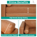 Naomi Home Mid-Century Top Grain Genuine Leather Loveseat, Love Seat Sofa Bed Sleeper, Love Seats Furniture for Small Spaces, Modern Loveseats Sofas for Living Room, Bedroom - Tan Naomi Home