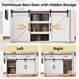 IRONCK Kitchen Island with Storage, Rolling Kitchen Island Cart with Drop Leaf Countertop, Island Table for Kitchen with Pull-Out Shelf, Barn Doors, for Dining Room, Home Bar, White IRONCK