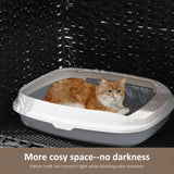 Cat Litter Box Enclosure with Soft Litter Mat; Hidden Cat Washroom Furniture with Door; Handwoven Rattan Cat House with Large Space; Pet Crate for Living Room, Bedroom, Balcony (Black) Honiakaka