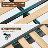 Rolanstar Full Size Bed Frame, Storage Headboard with Charging Station and LED Lights, Upholstered Bed with Heavy Duty Wood Slats, No Box Spring Needed, Noise Free, Easy Assembly, Black Rolanstar