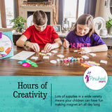 Pinwheel Crafts Magnetic Tile Art Kit Ages 6-12+ Years - Paint Your Own Magnetic Mini Tiles Includes 12 Tiles, Magnets, 8 Paints, Brush, Googly Eyes - DIY Magnet Making Kit for Kids Pinwheel Crafts