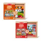 Melissa & Doug Wooden Jigsaw Puzzles in a Box 2-Pack for Preschool Boys and Girls – Pets, Vehicles Melissa & Doug