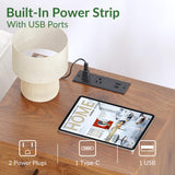 ODIKA Everyday Side Table with Fast Charging Station - USB C Cable Fast Charging, Wooden Brown Nightstand Bedside Table with Drawer, End Table with Optional Adjustable Shelf for Bedroom, Set of 1 ODIKA