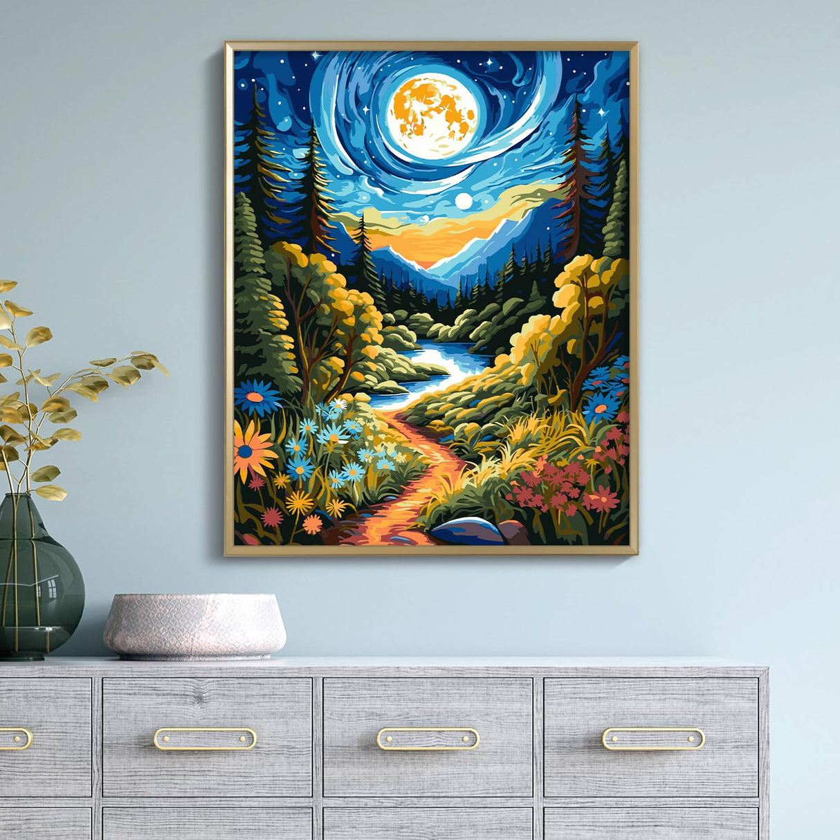 ZTOTZ Paint by Numbers Kit for Adults,Painting by Numbers Kit Landscape,Moon Landscape Paint by Numbers Adults on Canvas,Number Painting for Home Wall Decor 16x20Inch(Mountain) ZTOTZ