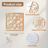 KOYILTD 4 Pieces Thicken Rustic Wall Decor,Flower Carved Wall Art,Wooden Hollow Carved Design (Square, 8.2in) KOYILTD