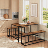 HOOBRO Dining Bench, 47.2 Inch Dining Table Bench, Industrial Style Kitchen Bench, Steel Frame, Easy to Assemble, for Kitchen, Dining Room, Rustic Brown and Black BF45CD01 HOOBRO