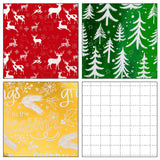 Merture 3 Rolls Christmas Wrapping Paper Set - 17 inch x 120 inch per Roll - Red, Green, Gold Metallic Gift Wrap With Reindeer, Christmas Tree, Snowflake, Dahlia Design Merture
