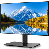 5Rcom Universal Swivel TV Stand for 27-60 inch Curved/Flat Screen TVs, Table Top TV Base Replacement Holds up to 88 lbs, Height Adjustable TV Stand Mount with Tempered Glass Base, MAX VESA 400x400mm 5Rcom