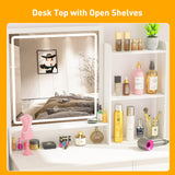 INTERGREAT Makeup Vanity Desk with Lights and Full-Length Mirror, White Vanity Table Set with 3 Lighting Modes, Dressing Table with Drawers, Large Vanity Desk for Women and Girls' Bedroom INTERGREAT