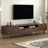 Merax Modern Wood TV Stand Consoles for Living Room, Mid-Century Solid Wood Entertainment Center with Storage Cabinets, Practical Media Console for TVs Up to 85'', Dark Brwon Merax